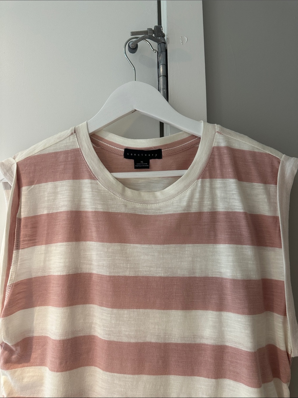 Sanctuary Sleeveless Striped Top in Dusty Rose & Cream